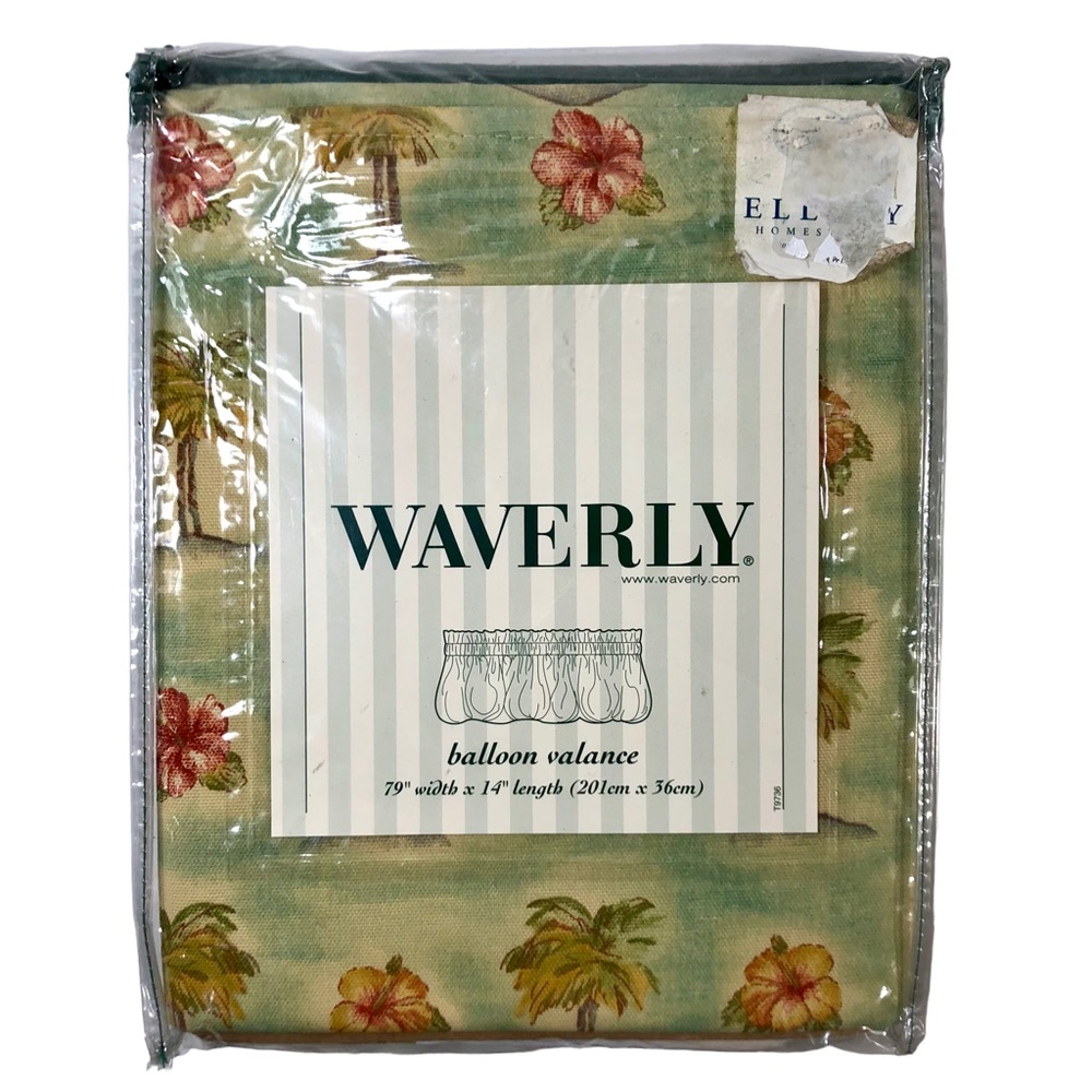 Waverly Palm Tree Coast Sand Balloon Valance Coastal Beach Hibiscus Made in USA